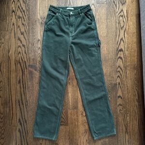 Pacsun Womens Carpenter Pants Green Contrast Stitch Utility‎ Trousers Size 26